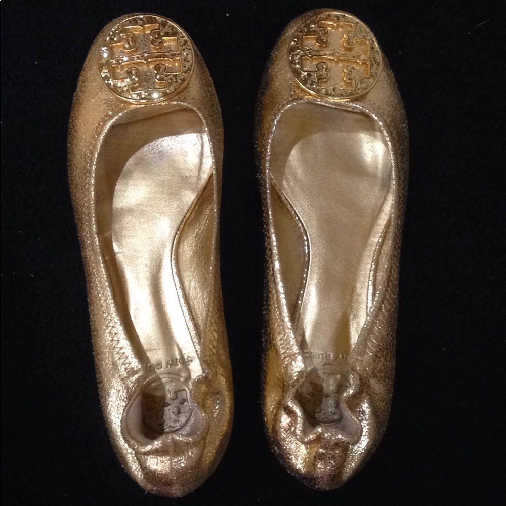 Tory Burch Gold Reva Flats